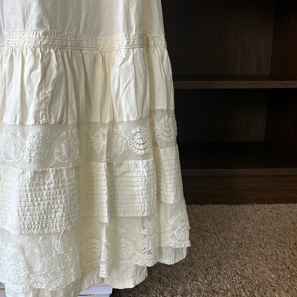 Sororité Vintage Early Twentieth Century Ivory Lace Trim Cotton Skirt (XS-M) - Picture 3 of 9